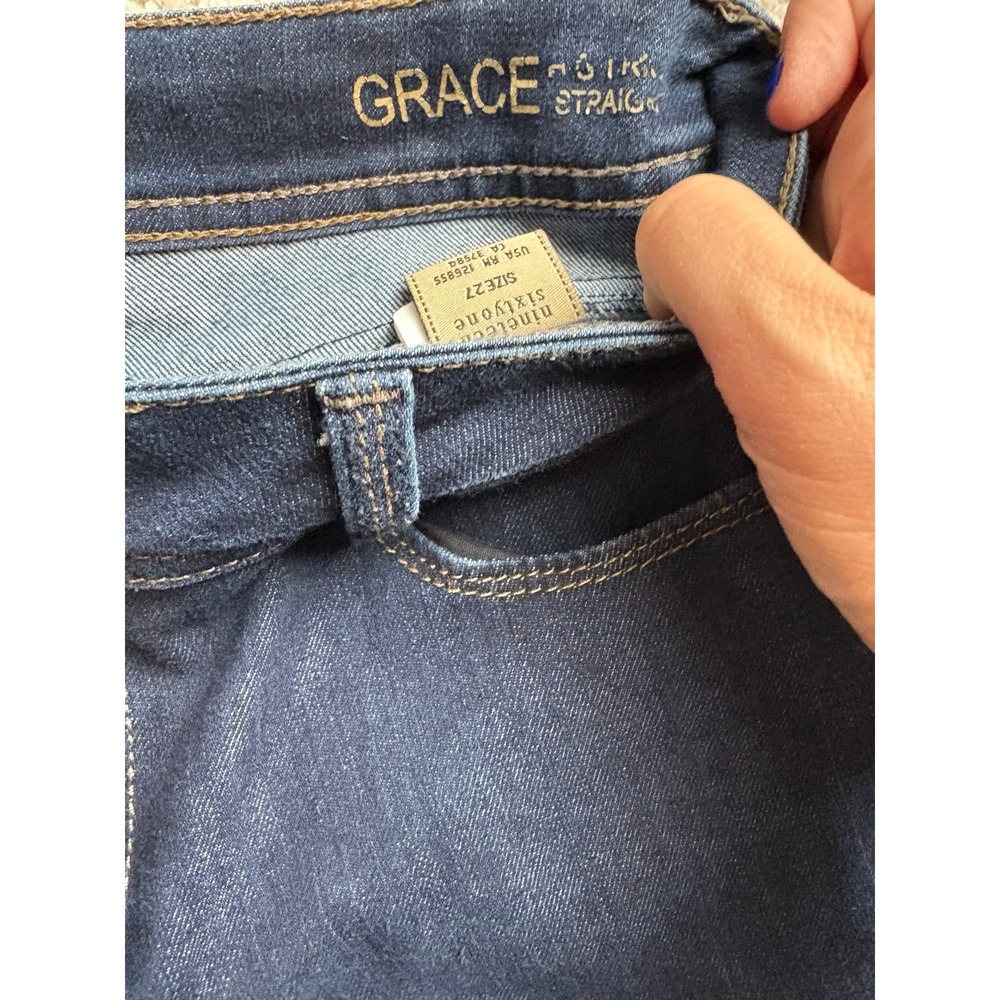 DL 1961 Grace High Rise Straight Denim Jeans Size 27 Dark Wash Classic Preppy - Picture 4 of 12